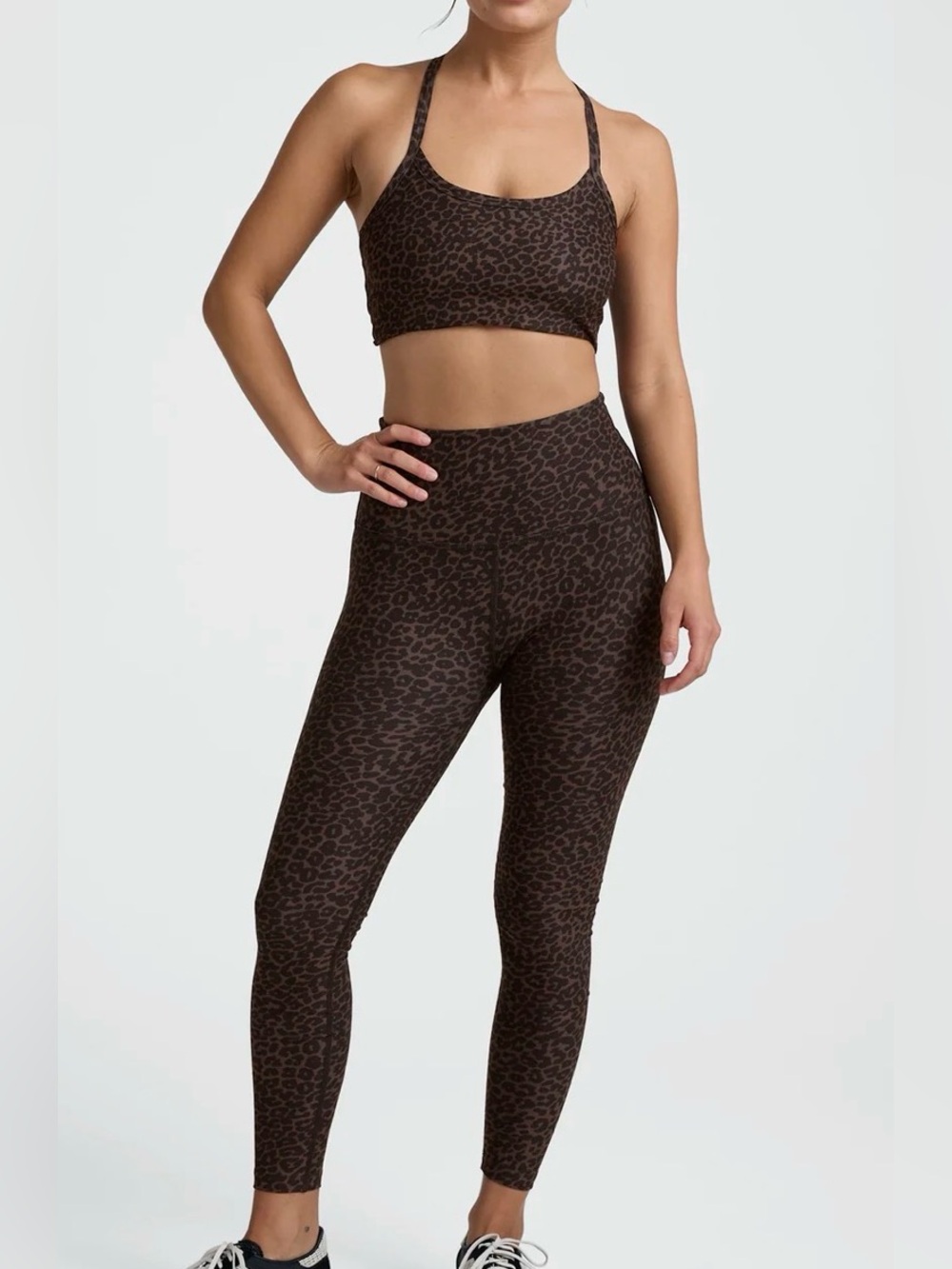 Beyond Yoga leopard set both size small